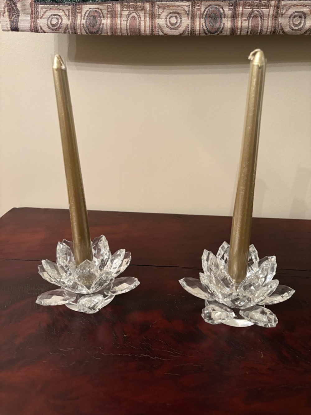 Godinger Shannon Crystal Lotus Candle Holders, set of two